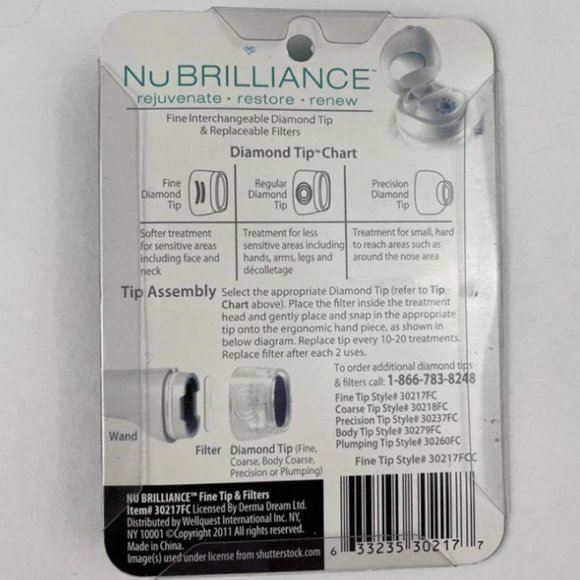 NuBrilliance 1 Fine Interchangeable Diamond Tip &10 Replacement Filters 30217FCS - Picture 5 of 7